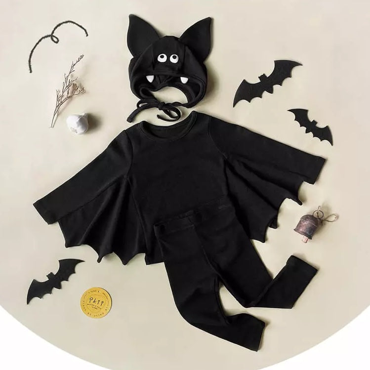 Ikii Batman Top+Leggings+ Bonnet Kids Set
