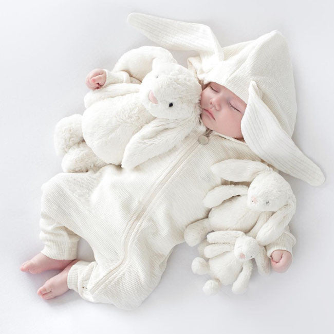 Lala Bunny Ears Hood Jumpsuit (Cream White) - Greenberry Kids - 1