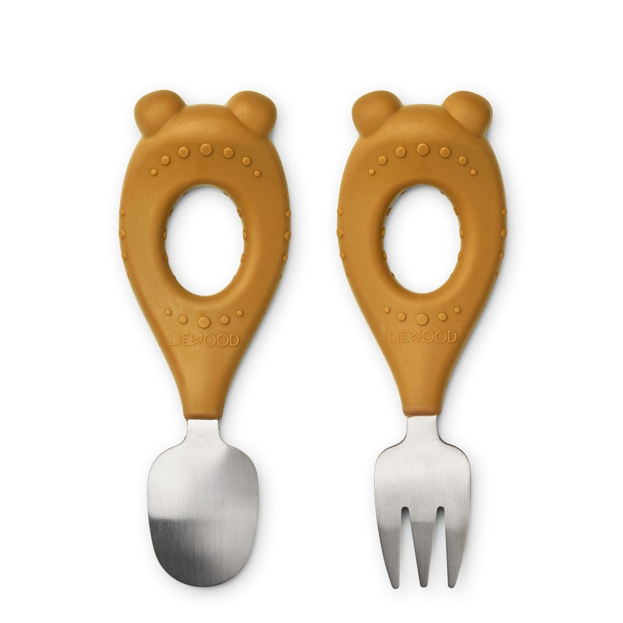 Liewood Stanley Baby Cutlery Set (MR BEAR / GOLDEN CARAMEL)