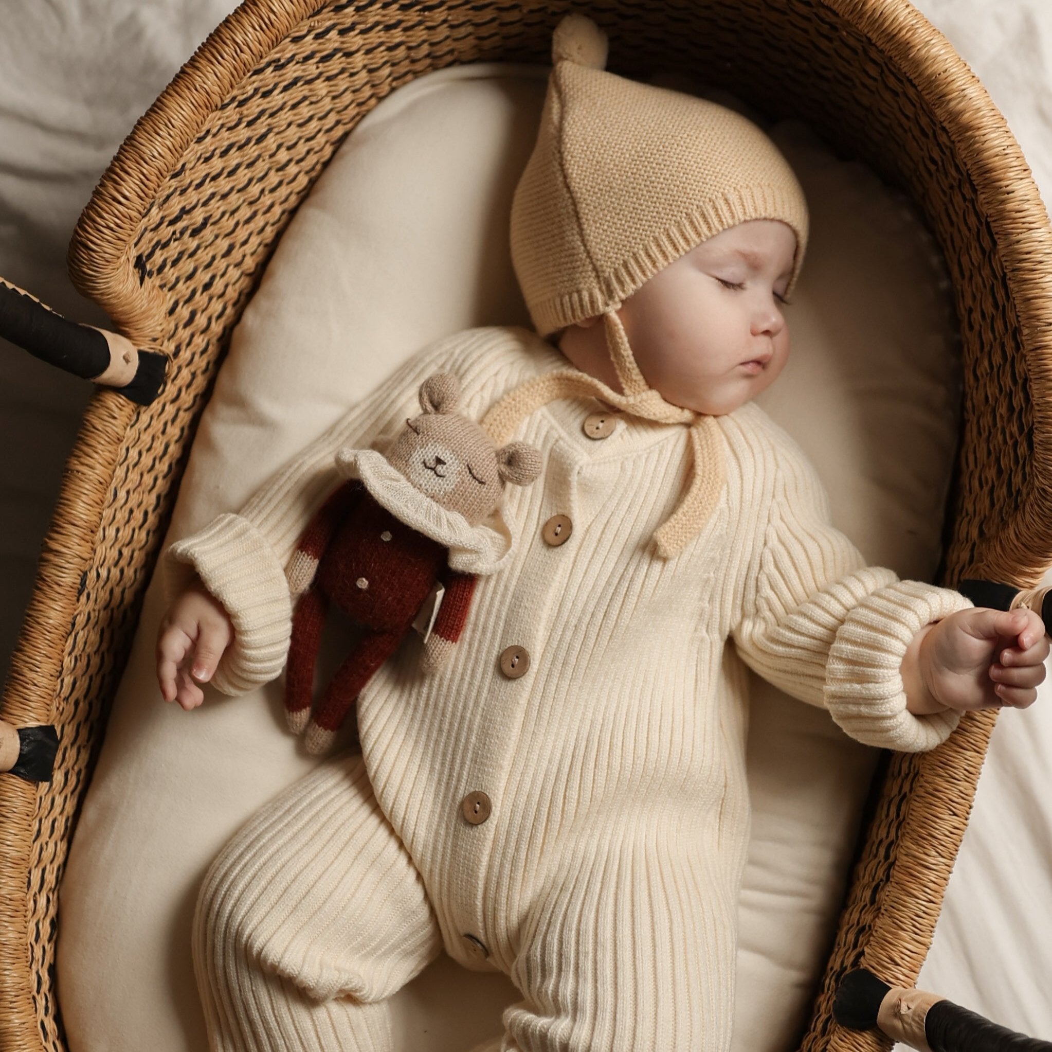 Bebe Ribbed Cozy Jumpsuit (Cream White)