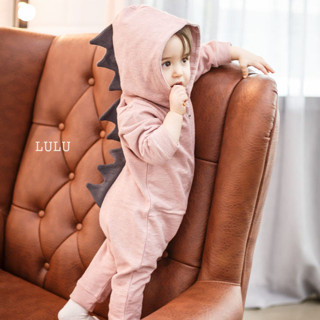 Lulu Dinosaur Jumpsuit (Dusty Pink)