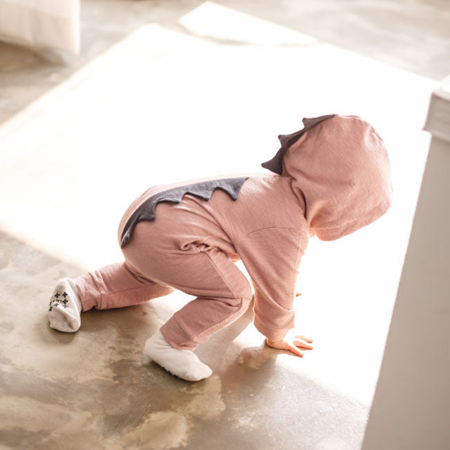 Lulu Dinosaur Jumpsuit (Dusty Pink)