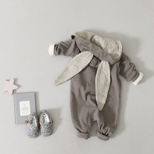 Lala Bunny Ears Hood Jumpsuit (Grey) - Greenberry Kids  - 6