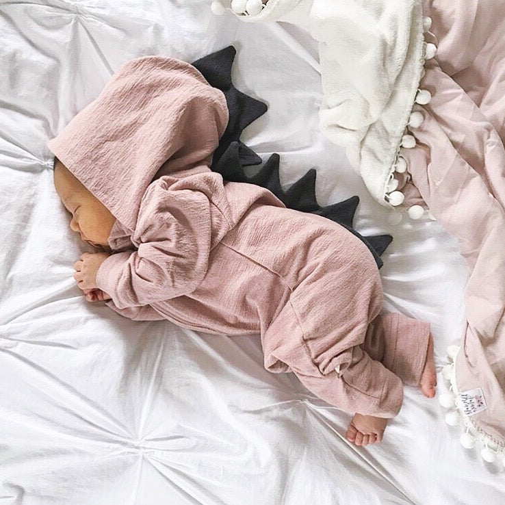 Lulu Dinosaur Jumpsuit (Dusty Pink)