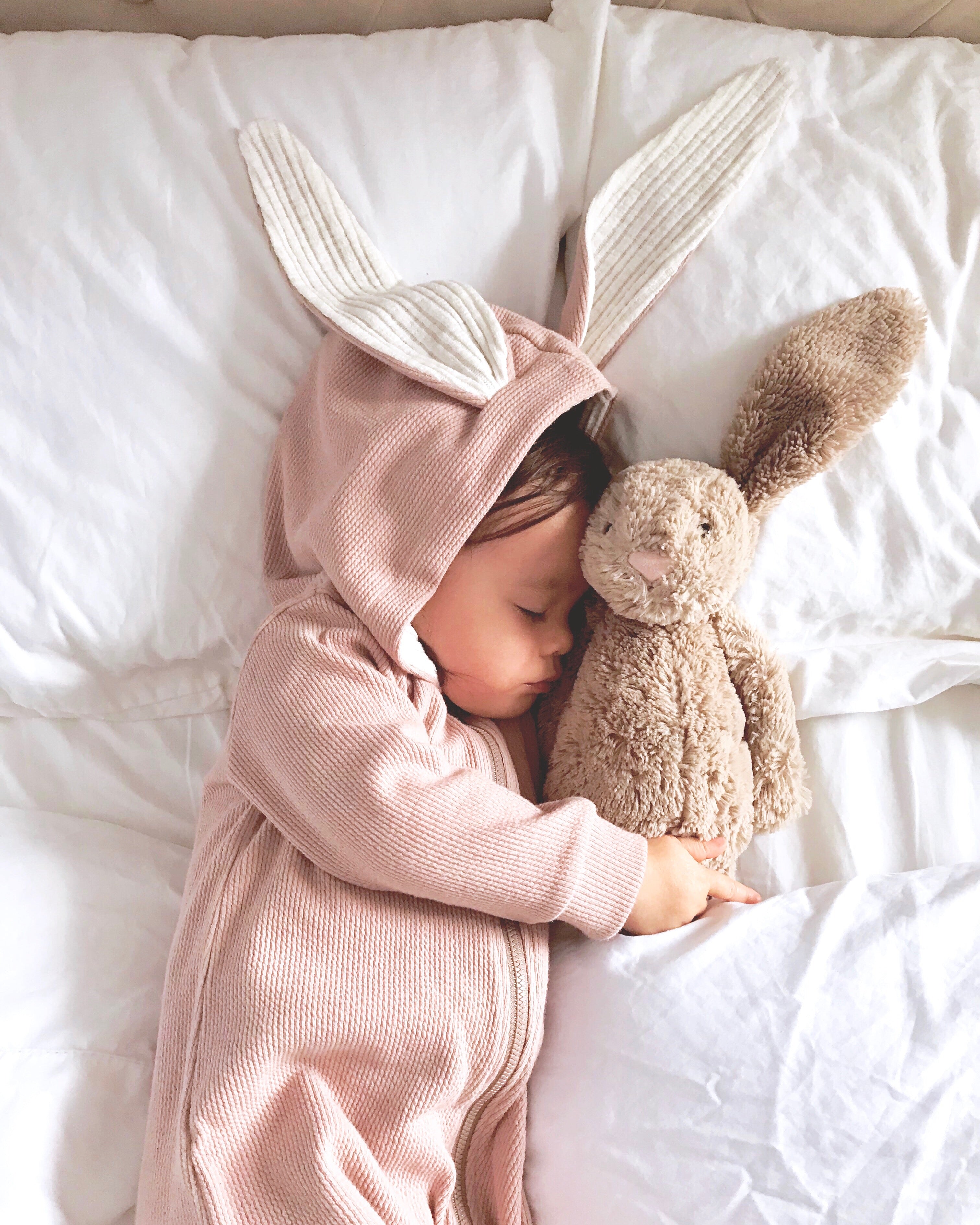 Lala Bunny Ears Hood Jumpsuit Dusty Rose