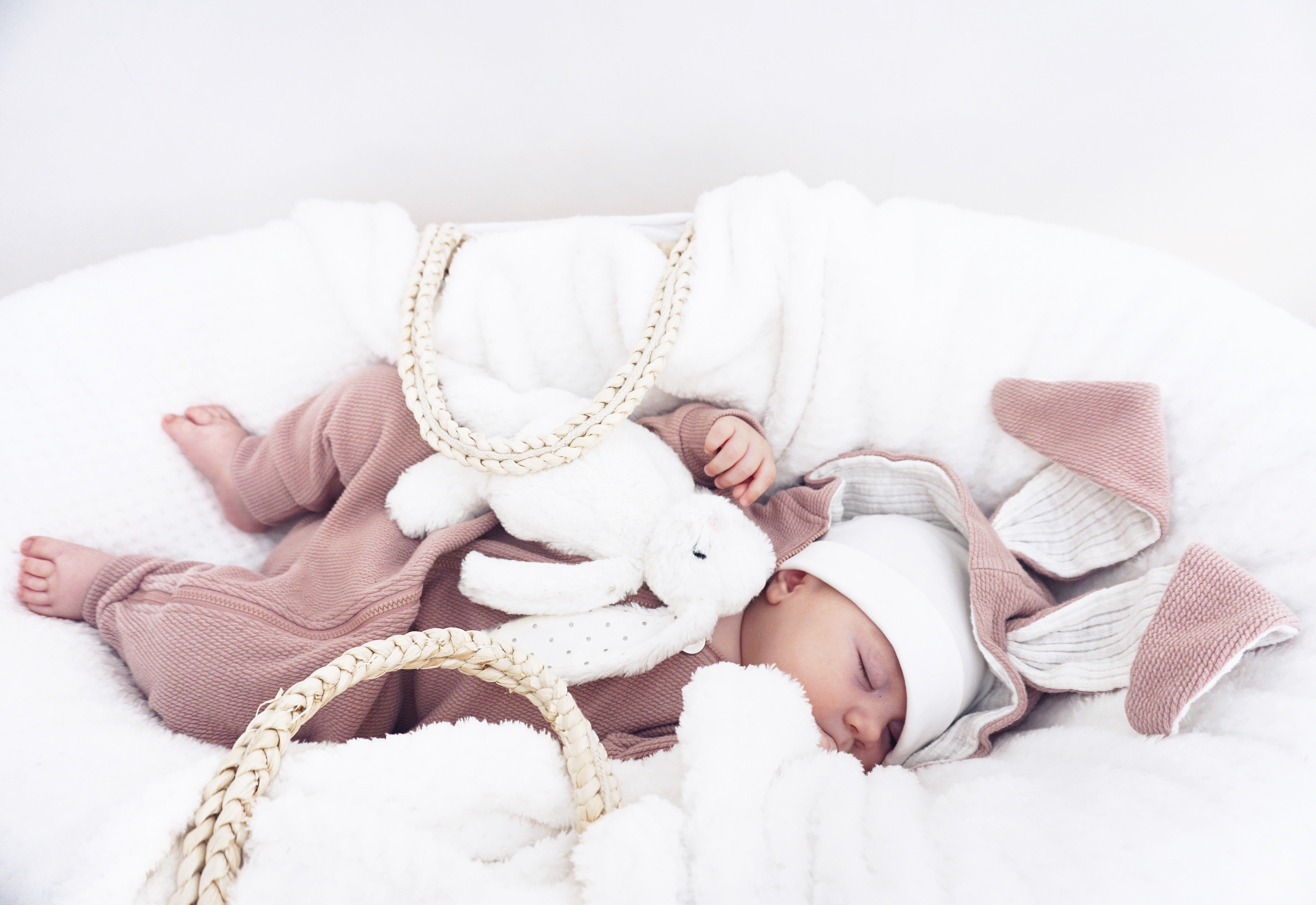 Lala Bunny Ears Hood Jumpsuit (Dusty Rose)