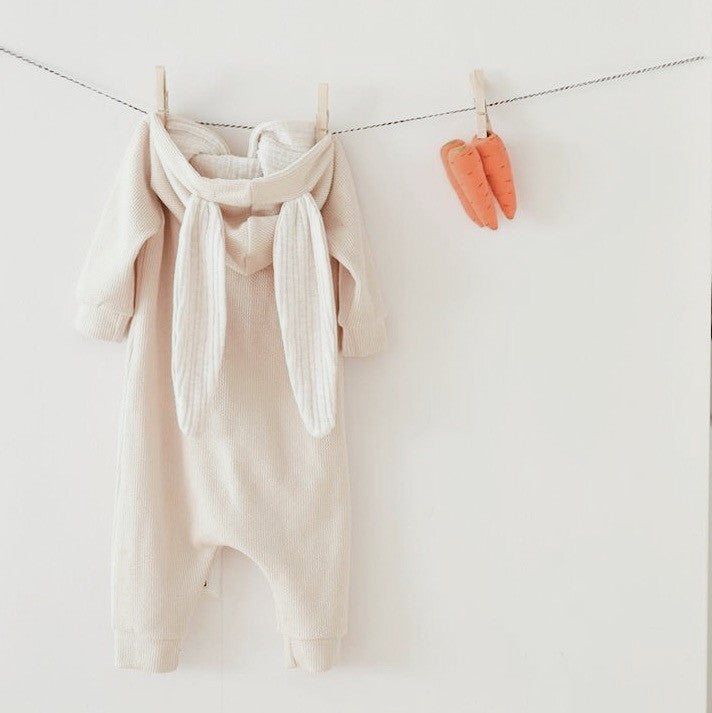 Lala Bunny Ears Hood Jumpsuit (Cream White) - Greenberry Kids  - 7