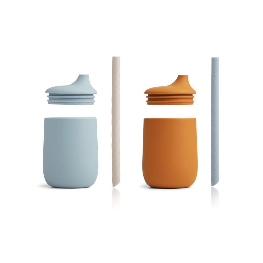 Liewood Ellis Sippy Cup (2 Pack - Mustard / Blue mix)